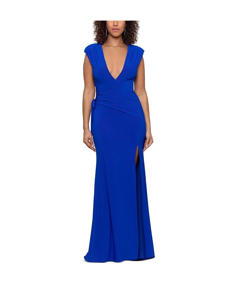 Women's Deep V-Neck Gown Neon Royal $87.60 Dresses