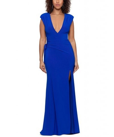 Women's Deep V-Neck Gown Neon Royal $87.60 Dresses