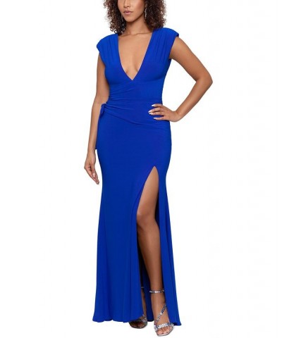 Women's Deep V-Neck Gown Neon Royal $87.60 Dresses