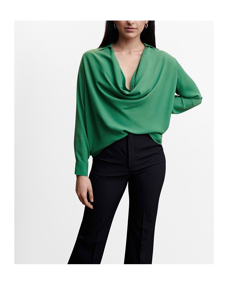 Women's Draped Neck Blouse Green $29.40 Tops