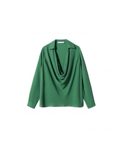 Women's Draped Neck Blouse Green $29.40 Tops