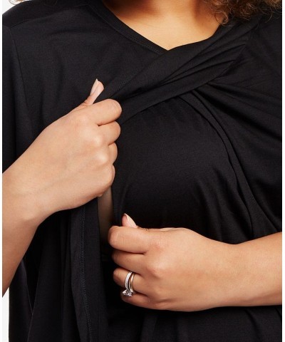 Plus Size Scoop-Neck Nursing Top Black $24.00 Tops