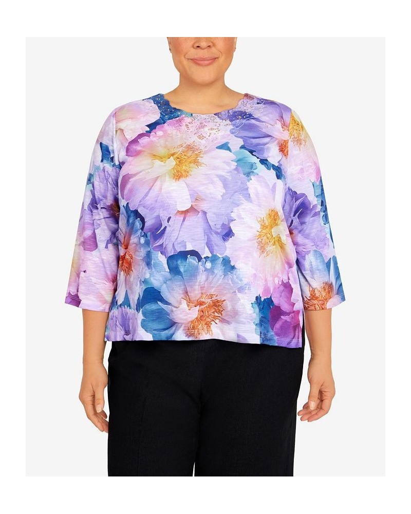 Plus Size Picture Perfect 3/4 Sleeve Floral Print Top Orchid $35.28 Tops