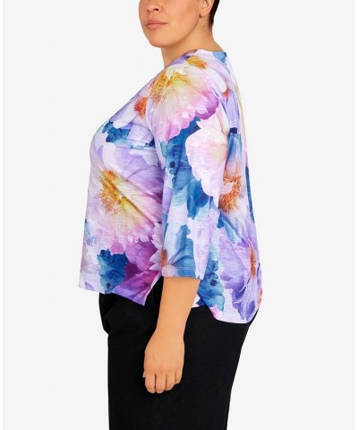 Plus Size Picture Perfect 3/4 Sleeve Floral Print Top Orchid $35.28 Tops