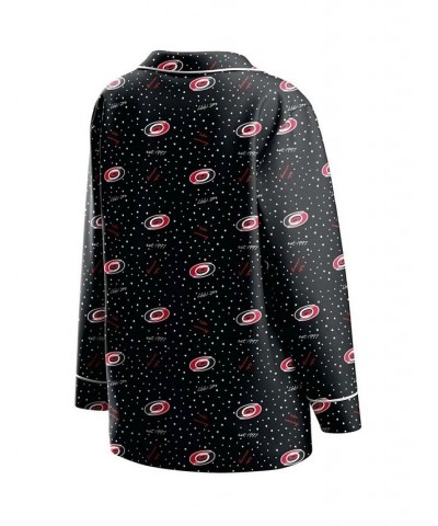 Women's Black Carolina Hurricanes Long Sleeve Button-Up Shirt Pants Sleep Set Black $37.79 Pajama