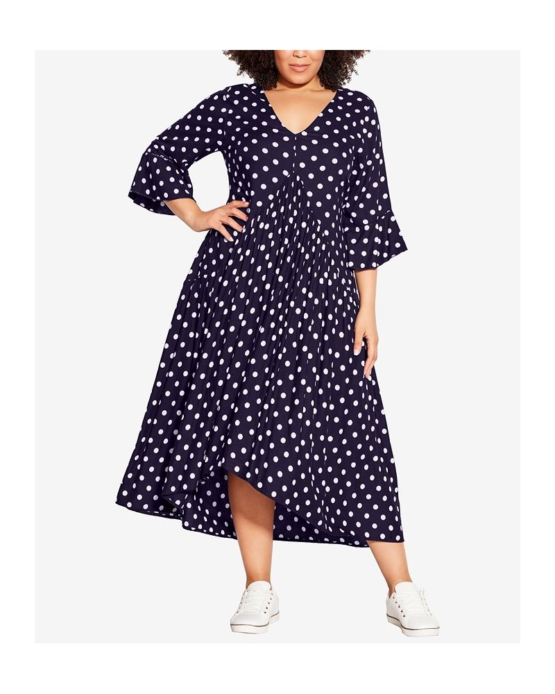 Plus Size Valencia Dress Navy, White Polka Dot $29.45 Dresses