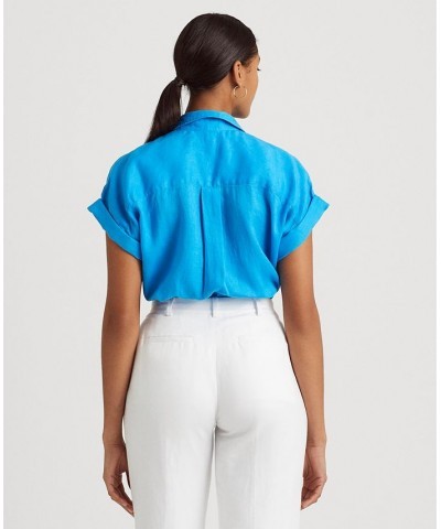 Dolman-Sleeve Linen Shirt Blaze Ocean $53.66 Tops