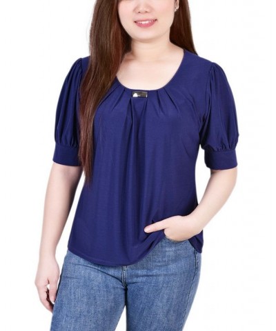 Women's Short Sleeve Balloon Sleeve Top Patriot Blue $18.29 Tops