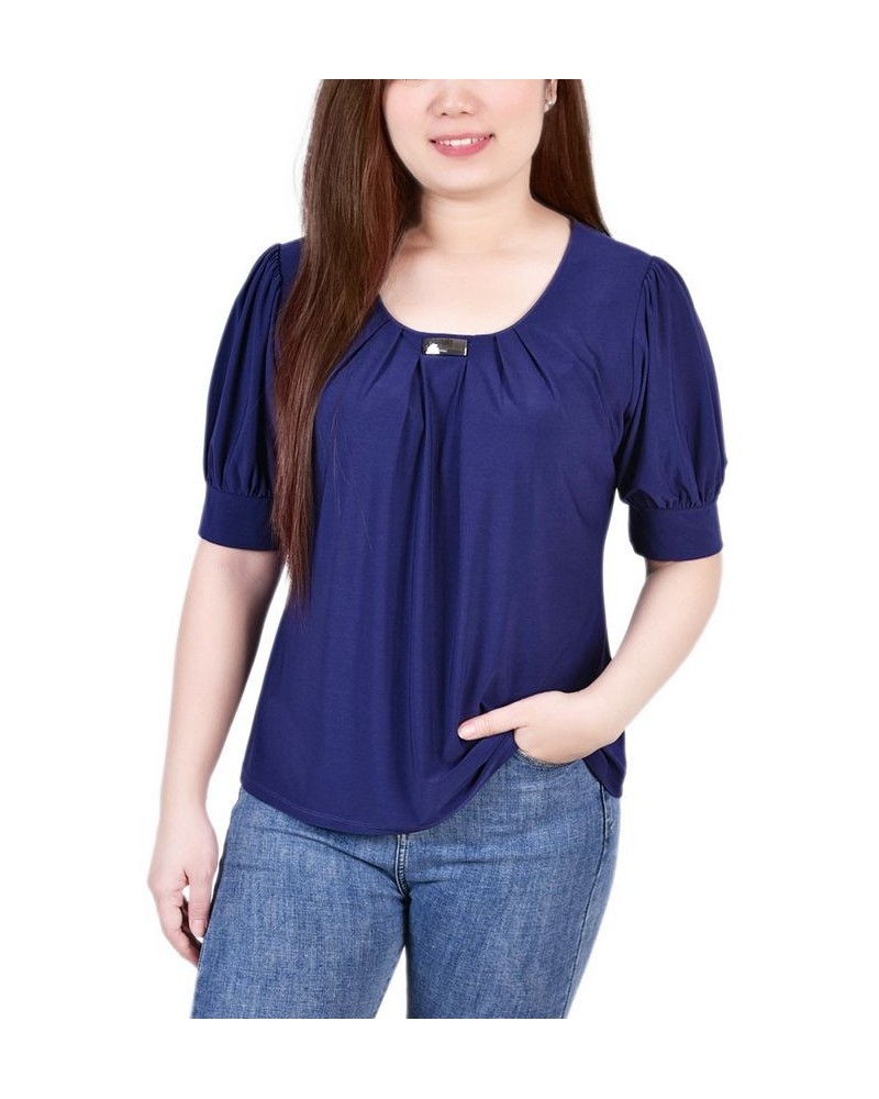 Women's Short Sleeve Balloon Sleeve Top Patriot Blue $18.29 Tops