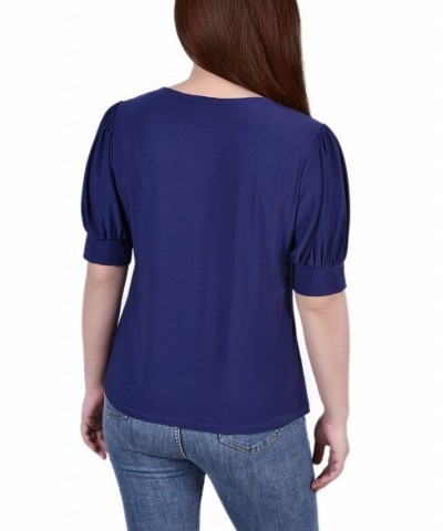 Women's Short Sleeve Balloon Sleeve Top Patriot Blue $18.29 Tops