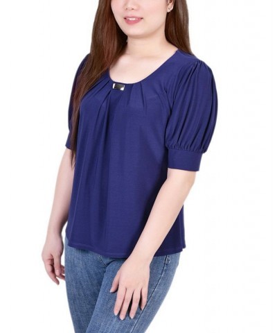 Women's Short Sleeve Balloon Sleeve Top Patriot Blue $18.29 Tops