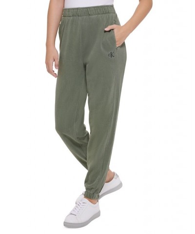 Women's Cotton High-Rise Jogger Pants Green $22.75 Pants