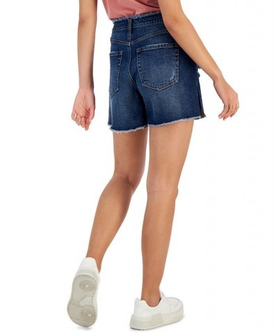 Juniors' High-Rise Distressed Mom Shorts Dark Destruction $10.00 Shorts