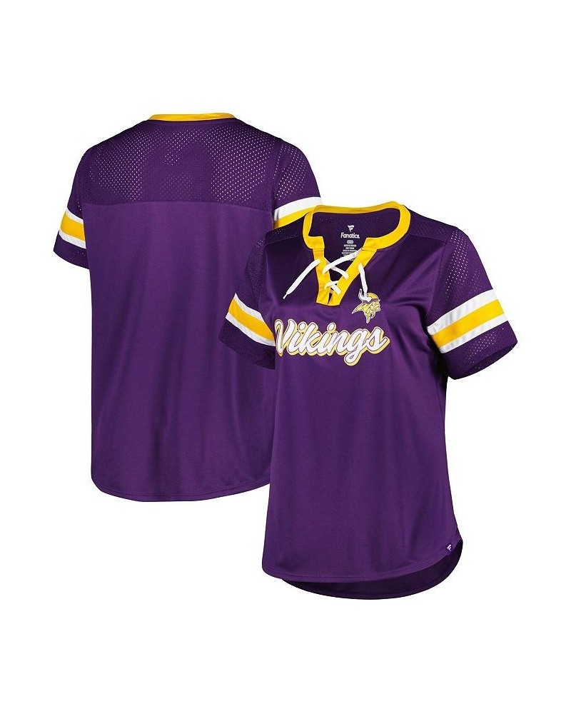 Women's Branded Purple Minnesota Vikings Plus Size Original State Lace-Up T-shirt Purple $32.25 Tops