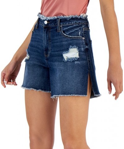 Juniors' High-Rise Distressed Mom Shorts Dark Destruction $10.00 Shorts