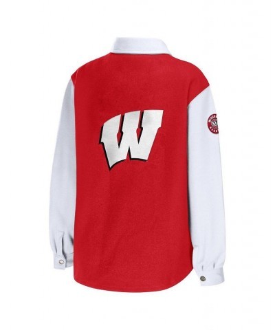 Women's Red Wisconsin Badgers Button-Up Shirt Jacket Red $44.00 Jackets