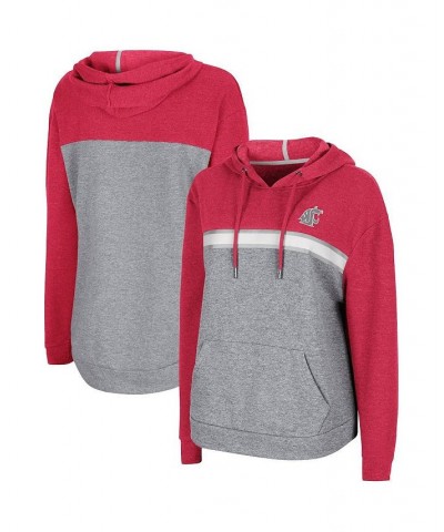 Women's Heathered Crimson Heathered Gray Washington State Cougars Pam Taping Pullover Hoodie Crimson, Heathered Gray $33.05 S...