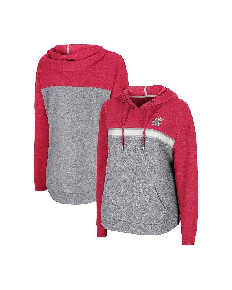 Women's Heathered Crimson Heathered Gray Washington State Cougars Pam Taping Pullover Hoodie Crimson, Heathered Gray $33.05 S...