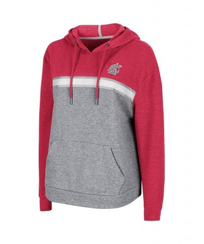 Women's Heathered Crimson Heathered Gray Washington State Cougars Pam Taping Pullover Hoodie Crimson, Heathered Gray $33.05 S...