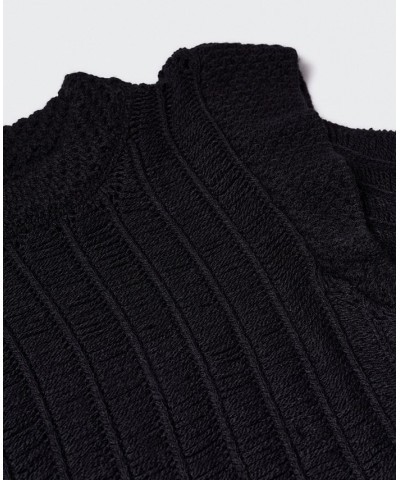 Women's Ruffled Shoulders Sweater Black $40.50 Sweaters