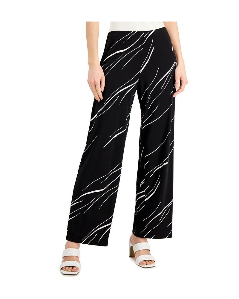 Petite Knit Wide-Leg Pant Linear Black $21.86 Pants