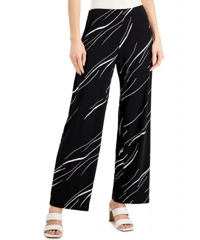 Petite Knit Wide-Leg Pant Linear Black $21.86 Pants