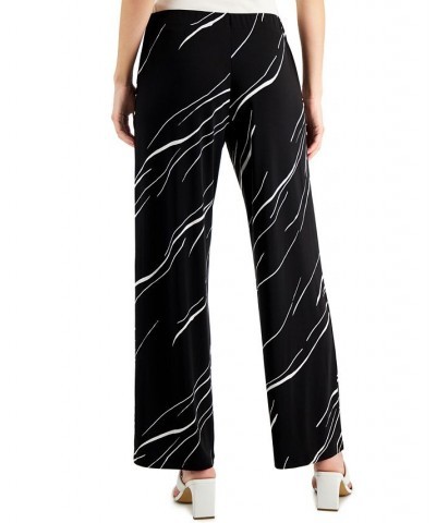 Petite Knit Wide-Leg Pant Linear Black $21.86 Pants