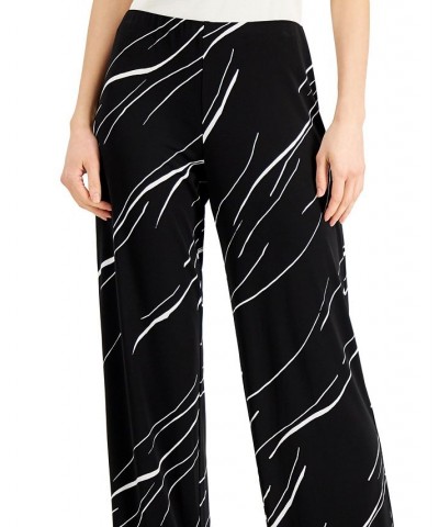 Petite Knit Wide-Leg Pant Linear Black $21.86 Pants