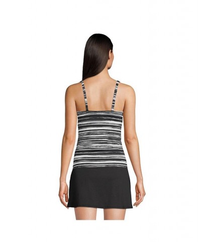 Women's Long Square Neck Underwire Tankini Swimsuit Top Adjustable Straps Black/white ombre $43.10 Swimsuits