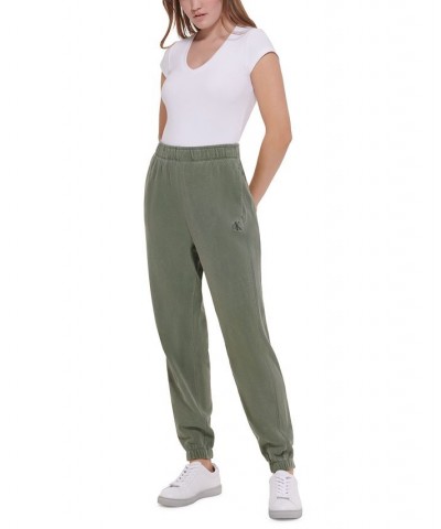 Women's Cotton High-Rise Jogger Pants Green $22.75 Pants