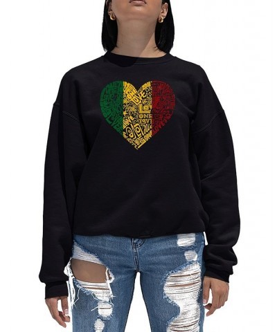 Women's Word Art Crewneck One Love Heart Sweatshirt Black $20.50 Tops