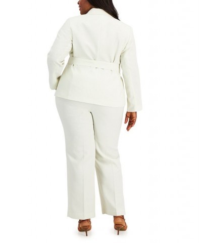 Plus Size Safari Two-Button Straight-Leg Pantsuit Ivory/Cream $45.00 Suits