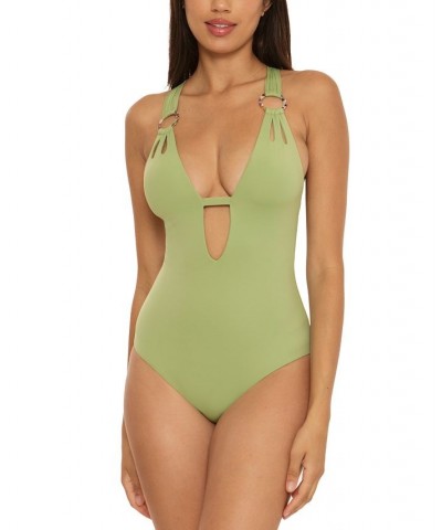 Women's Color Code Cutout One-Piece Swimsuit Green $71.04 Swimsuits