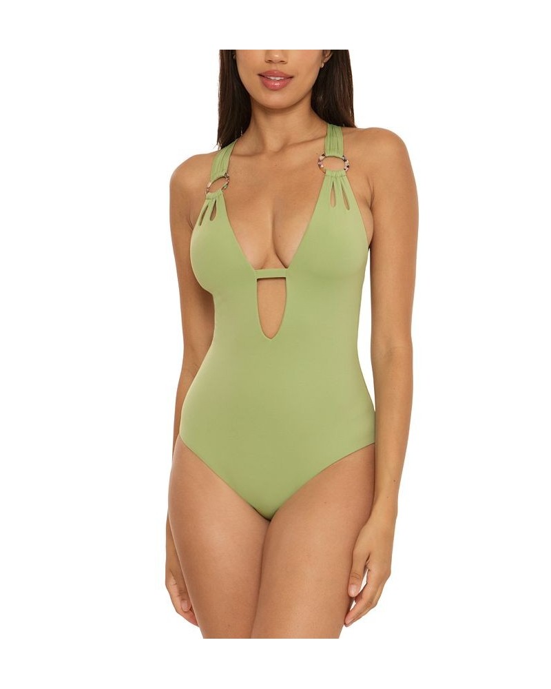 Women's Color Code Cutout One-Piece Swimsuit Green $71.04 Swimsuits