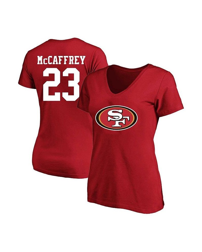 Women's Branded Christian McCaffrey Scarlet San Francisco 49ers Plus Size Player Name and Number V-Neck T-shirt Scarlet $26.5...