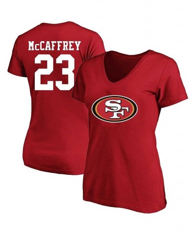 Women's Branded Christian McCaffrey Scarlet San Francisco 49ers Plus Size Player Name and Number V-Neck T-shirt Scarlet $26.5...