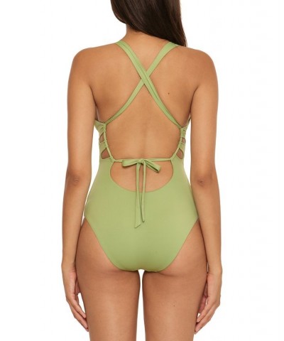 Women's Color Code Cutout One-Piece Swimsuit Green $71.04 Swimsuits