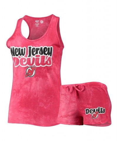 Women's Red New Jersey Devils Billboard Racerback Tank Top and Shorts Set Red $22.50 Pajama