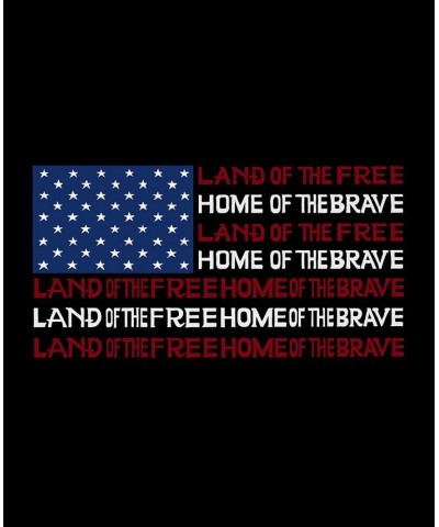 Women's Premium Blend Land of the Free American Flag Word Art T-shirt Black $18.86 Tops