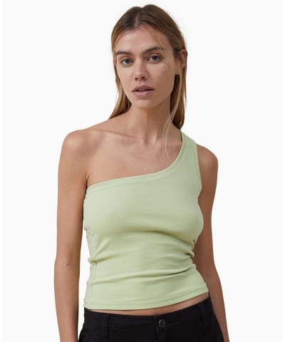 Women's Jamie One Shoulder Camisole Top Light Lime $13.50 Tops