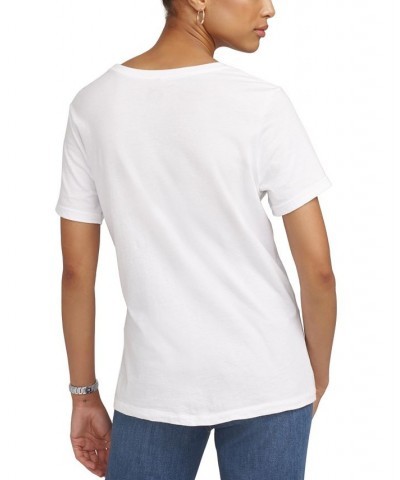 Women's Cotton Signature Graphic T-Shirt Bright White $13.69 Tops