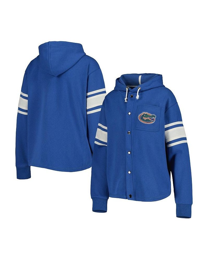 Women's Royal Florida Gators Mia Striped Full-Snap Hoodie Jacket Royal $38.22 Jackets