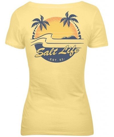 Women's Island Living Cotton Graphic T-Shirt Yellow $14.40 Tops