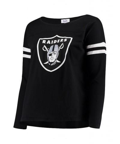 Women's Black Las Vegas Raiders Plus Size Free Agent Long Sleeve T-shirt Black $24.60 Tops