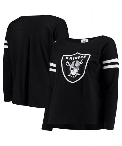 Women's Black Las Vegas Raiders Plus Size Free Agent Long Sleeve T-shirt Black $24.60 Tops