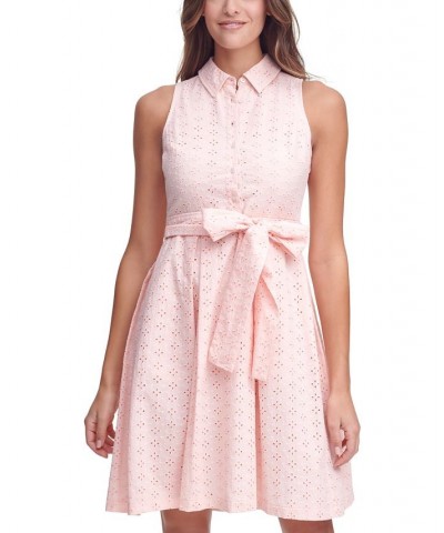 Cotton Eyelet Sleeveless Shirtdress White $46.19 Dresses