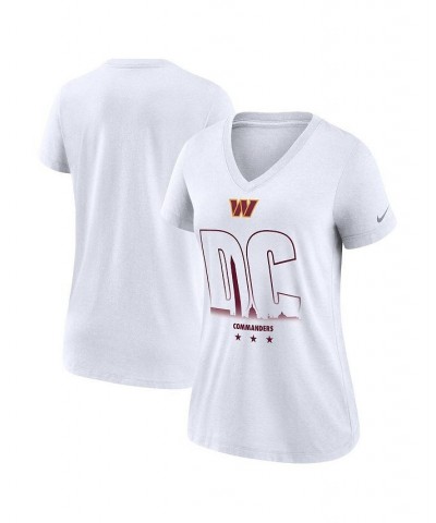 Women's White Washington Commanders Tri-Blend V-Neck T-shirt White $25.64 Tops