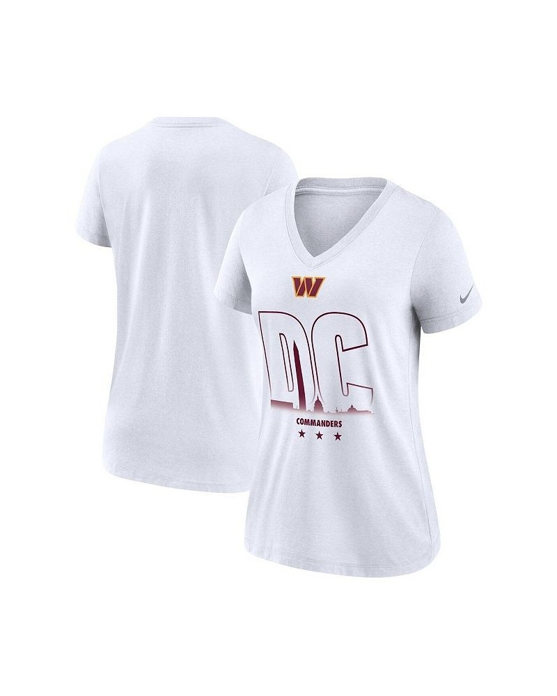 Women's White Washington Commanders Tri-Blend V-Neck T-shirt White $25.64 Tops