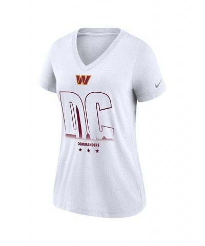 Women's White Washington Commanders Tri-Blend V-Neck T-shirt White $25.64 Tops