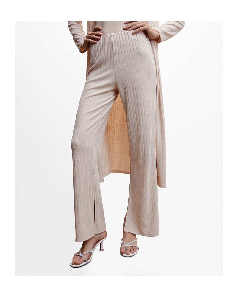 Women's Ribbed Knit Trousers Sand $35.99 Pants